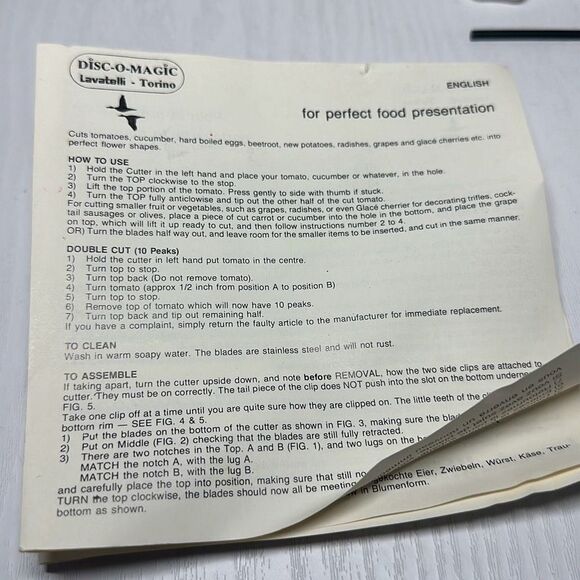 Vintage Disco Magic Lavatelli Torino Fruit Vegetable Slicer Food Presentation - Picture 3 of 6